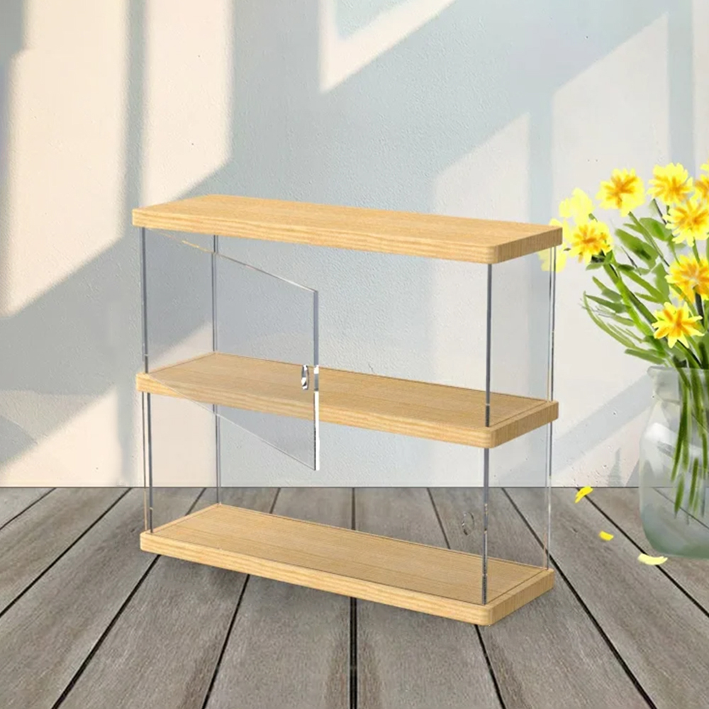 Perfume Fragrance Holder - ตู้โชว์อะคริลิคสำหรับตุ๊กตา ฟิกเกอร์ กล่องสุ่ม พร้อมฐานไม้ ป้องกันฝุ่น สำหรับเก็บแก้วน้ำ