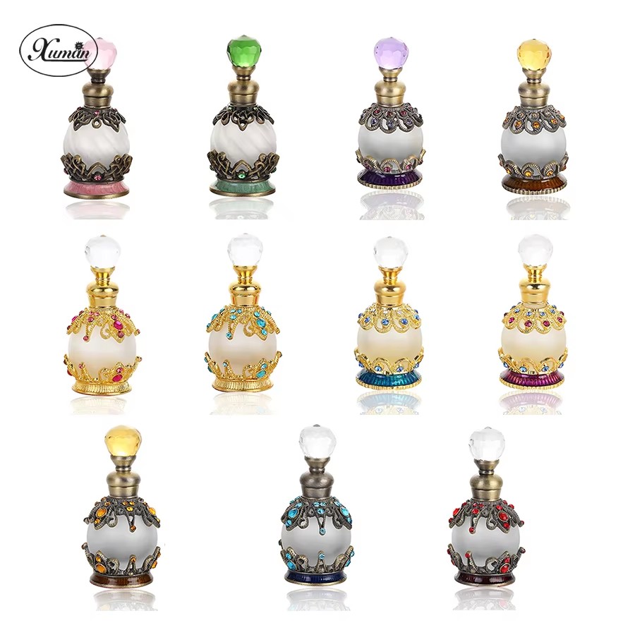 Perfume Fragrance Attar - 15ml หินโลหะขวดน้ําหอมรีฟิล Attar น้ํามันหอมระเหยกลิ่นหอมแก้วเปล่าขวดของขวัญงานแต่งงานโปรดปรานตกแต่งบ้าน