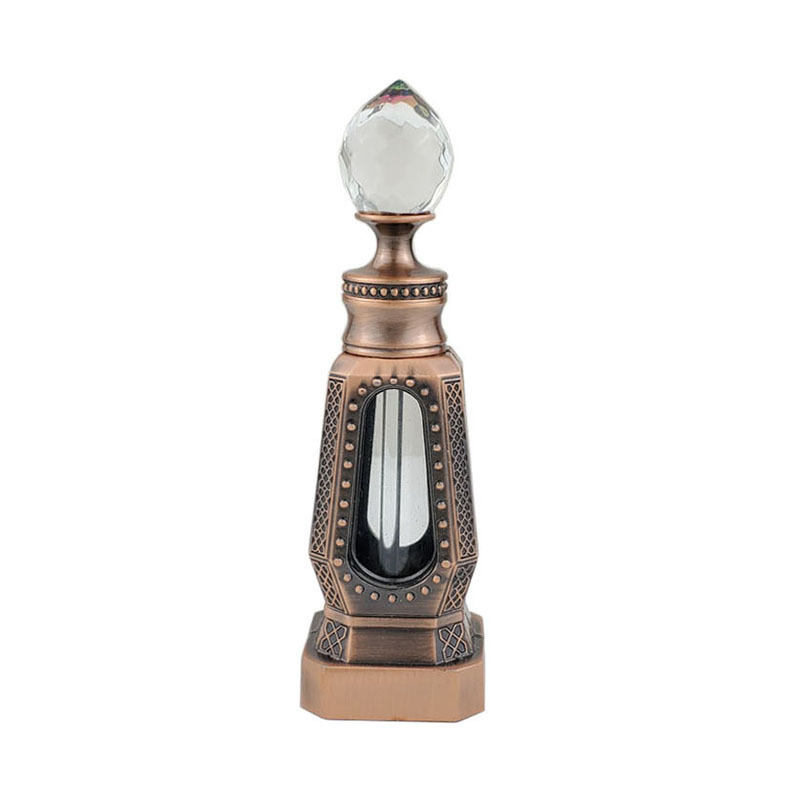 Perfume Fragrance Attar - ขวดน้ำหอมโลหะเปล่าหรูหรา ฝาคริสตัล ขวดแก้วน้ำหอมอาหรับ ขวดหยดน้ำมันหอมระเหยตกแต่ง