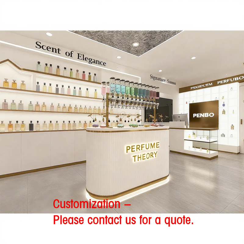 Perfume Fragrance Shop - ตู้โชว์น้ำหอมแบบมีไฟส่องสว่างสั่งทำพิเศษ ตู้โชว์ร้านน้ำหอมระดับไฮเอนด์ เฟอร์นิเจอร์ร้านน้ำหอม ออกแบบร้านน้ำหอม
