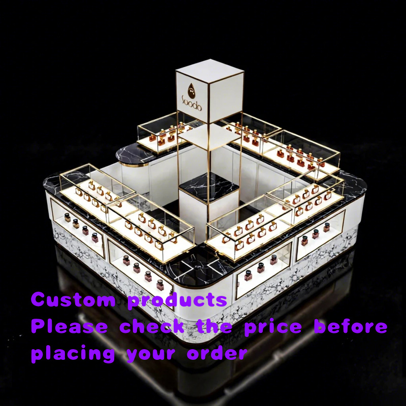 Perfume Fragrance Shop - ออกแบบตู้โชว์น้ำหอมหรูหราแบบหมุนได้ พร้อมไฟ LED ระดับพรีเมียม สำหรับจัดแสดงน้ำหอมในห้างสรรพสินค้า