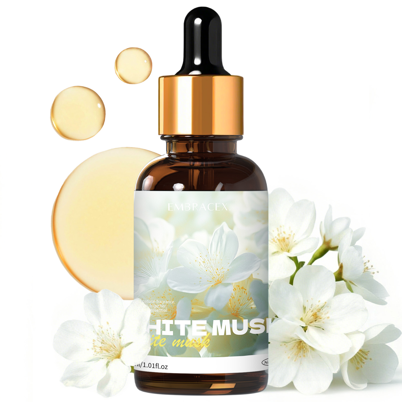 Musk White Oil - น้ำมันหอมกลิ่นมัสค์สีขาว 30 มล. สำหรับรถยนต์, เครื่องกระจายกลิ่น, ทำเทียน,